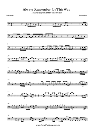 Lady Gaga Always Remember Us This Way score for Cello