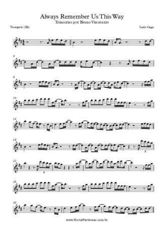 Lady Gaga Always Remember Us This Way score for Trumpet