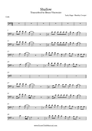 Lady Gaga Shallow score for Cello