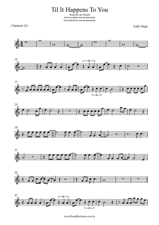 Lady Gaga Til It Happens To You score for Clarinet (C)