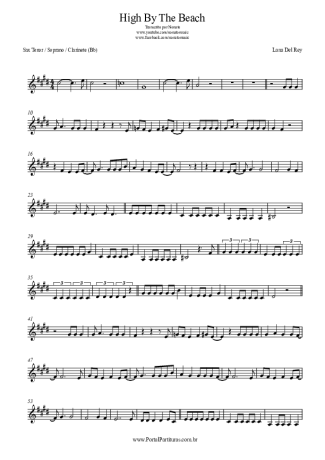 Lana Del Rey High By The Beach score for Clarinet (Bb)