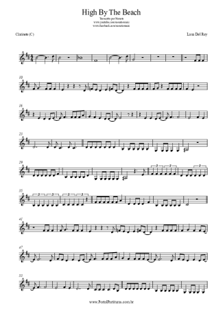Lana Del Rey High By The Beach score for Clarinet (C)
