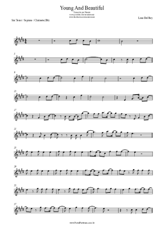 Lana Del Rey Young And Beautiful score for Clarinet (Bb)