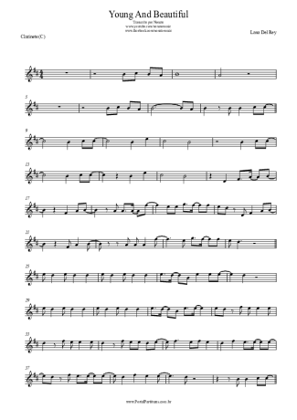 Lana Del Rey Young And Beautiful score for Clarinet (C)