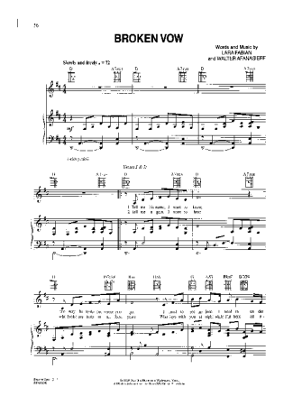 Lara Fabian  score for Piano