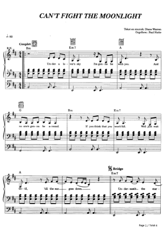 LeAnn Rimes  score for Piano
