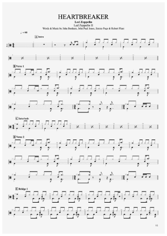 Led Zeppelin Heartbreaker score for Drums