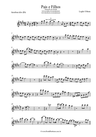 Legião Urbana  score for Alto Saxophone