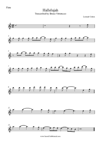 Leonard Cohen Hallelujah score for Flute