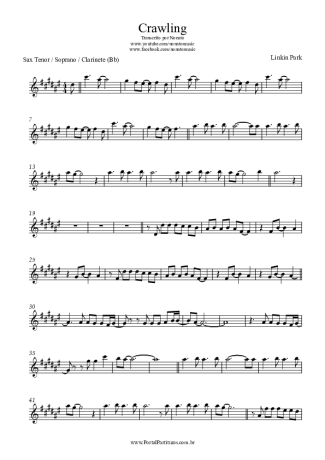 Linkin Park Crawling score for Clarinet (Bb)