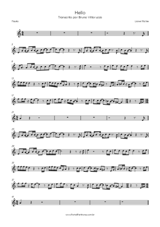 Lionel Richie Hello score for Flute