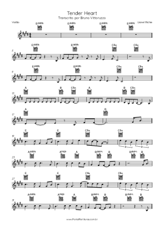 Lionel Richie Tender Heart score for Acoustic Guitar