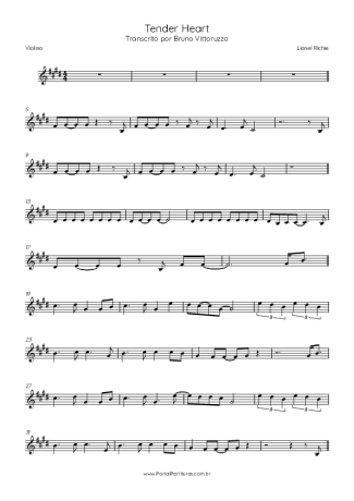 Lionel Richie Tender Heart score for Violin