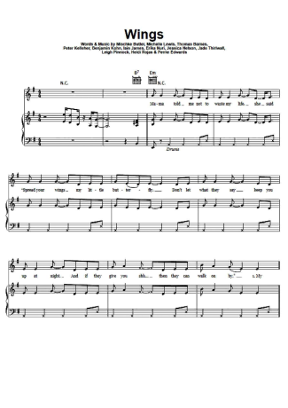 Little Mix Wings score for Piano