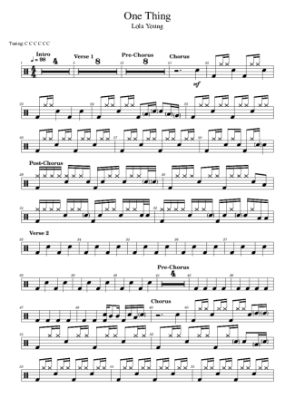 Lola Young One Thing score for Drums