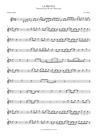 Los Lobos  score for Clarinet (Bb)