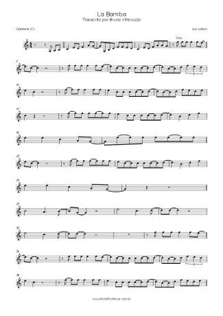 Los Lobos La Bamba score for Clarinet (C)