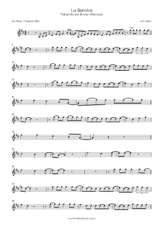 Los Lobos  score for Tenor Saxophone Soprano (Bb)