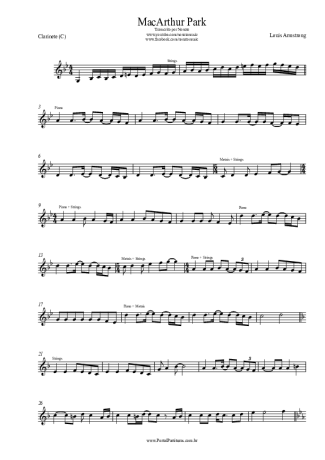 Louis Armstrong MacArthur Park score for Clarinet (C)