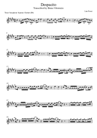 Luis Fonsi  score for Clarinet (Bb)
