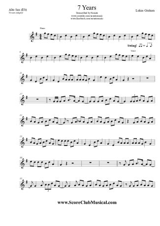 Lukas Graham  score for Alto Saxophone