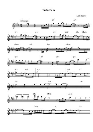 Lulu Santos Tudo Bem score for Tenor Saxophone Soprano (Bb)