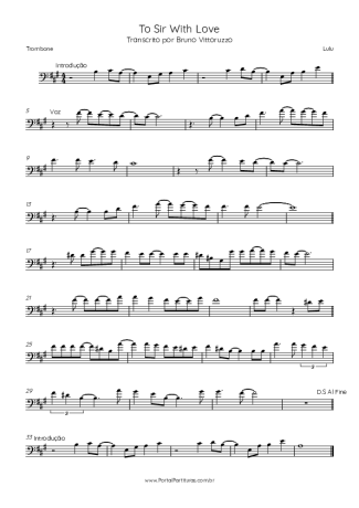 Lulu To Sir With Love score for Trombone