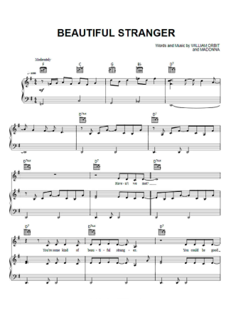 Madonna Beautiful Stranger score for Piano