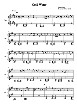 Major Lazer  score for Piano