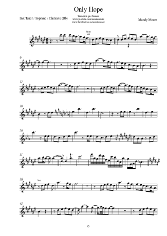 Mandy Moore  score for Clarinet (Bb)
