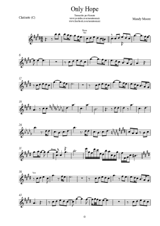 Mandy Moore Only Hope score for Clarinet (C)