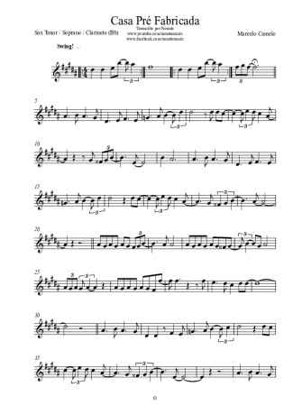 Marcelo Camelo  score for Tenor Saxophone Soprano (Bb)