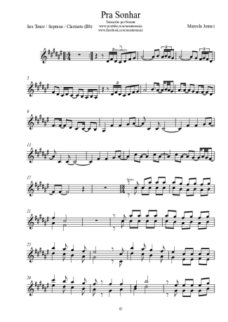 Marcelo Jeneci  score for Tenor Saxophone Soprano (Bb)