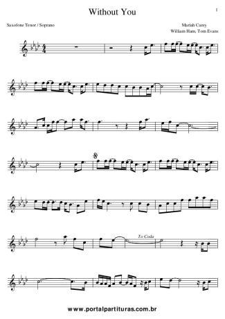 Mariah Carey - Without You - Sheet Music For Clarinet (Bb)