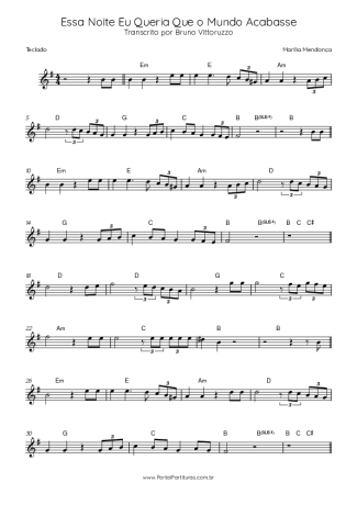Marília Mendonça Essa Noite Eu Queria Que O Mundo Acabasse score for Keyboard