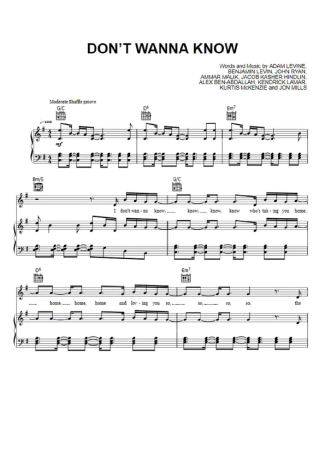 Maroon 5  score for Piano