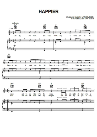 Marshmello Ft. Bastille  score for Piano