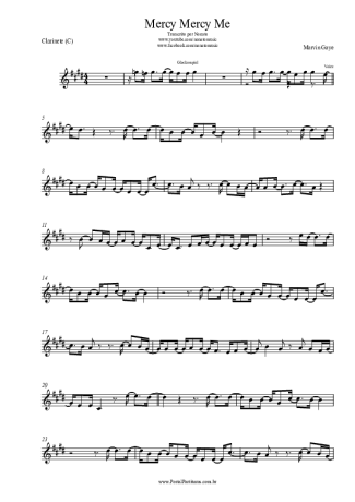 Marvin Gaye Mercy Mercy Me score for Clarinet (C)