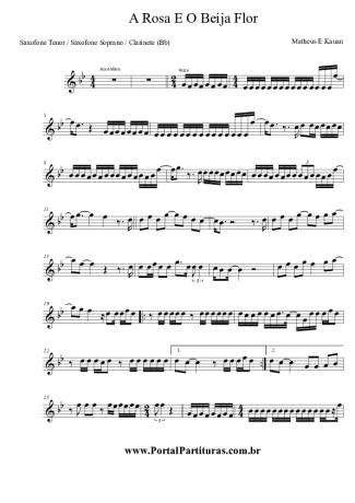 Matheus & Kauan A Rosa E O Beija Flor score for Tenor Saxophone Soprano (Bb)