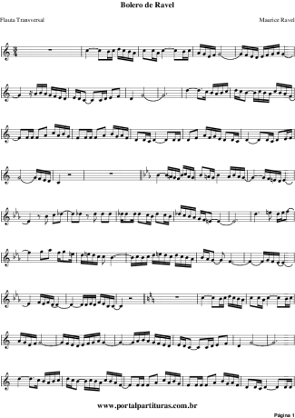 Maurice Ravel Bolero de Ravel score for Flute