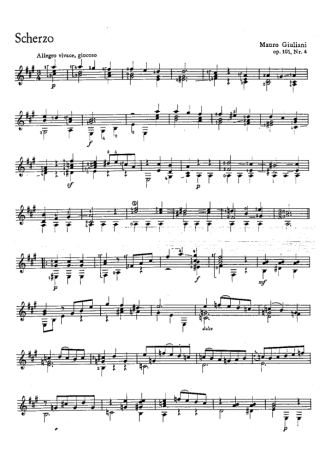 Mauro Giuliani Scherzo Op 101 score for Acoustic Guitar