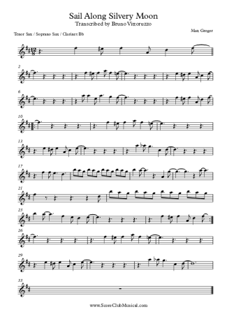 Max Greger Sail Along Silvery Moon score for Tenor Saxophone Soprano (Bb)