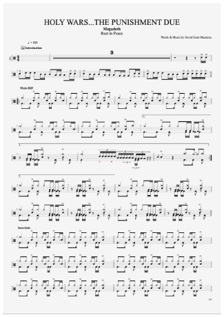 Megadeth Holy Wars... The Punishment Due score for Drums