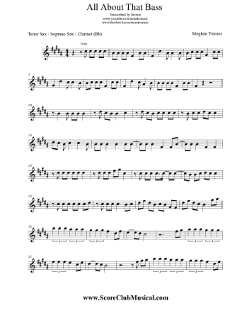 Meghan Trainor  score for Tenor Saxophone Soprano (Bb)