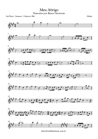 Melim Meu Abrigo score for Tenor Saxophone Soprano (Bb)