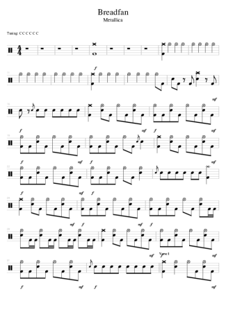 Metallica Breadfan score for Drums