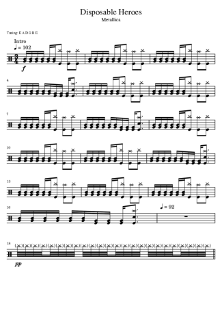 Metallica  score for Drums