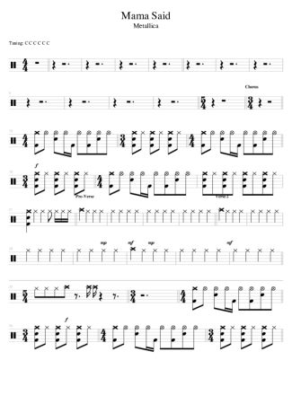 Metallica  score for Drums