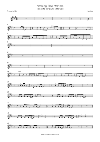 Metallica Nothing Else Matters score for Trumpet