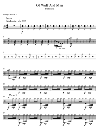 Metallica  score for Drums